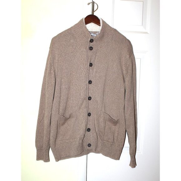 OSCAR DE LA RENTA 100 Cotton men brown sweater Size XL Long Sleeve Button front - Picture 2 of 11